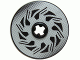 Part No: 2723pb038  Name: Technic, Disk 3 x 3 with Disk Brake Silver / Black Triangle Swirls Pattern (Sticker) - Set 8354