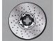 Part No: 2723pb053  Name: Technic, Disk 3 x 3 with Disk Brake Silver Drilled Rotor and Star Shaped Hub with 5-Bolts Pattern (Sticker) - Set 8221