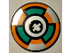 Part No: 2723pb055  Name: Technic, Disk 3 x 3 with Dark Turquoise, Orange, and Silver Target Pattern (Sticker) - Sets 8305 / 8307