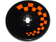 Part No: 2723pb062L  Name: Technic, Disk 3 x 3 with Orange Checkered Pattern Model Left Side (Sticker) - Set 42048