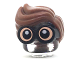 Part No: 28149pb01  Name: Minifigure, Hair Combo, Large Thick Glasses with Reddish Brown Hair, Parted and Wavy with Light Nougat Skin and White Pupils Pattern