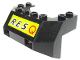 Part No: 2916pb01  Name: Train Front Sloping Base with Black 'R.E.S.' and Red 'Q' on Yellow Background Pattern (Sticker) - Set 6473