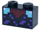 Part No: 3004pb354  Name: Brick 1 x 2 with Minecraft Pixelated Enchanting Table, Dark Red, Medium Azure and White with Dark Purple Squares Pattern