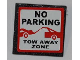 Part No: 30258pb024  Name: Road Sign 2 x 2 Square with Clip with 'NO PARKING' and 'TOW AWAY ZONE'  Pattern (Sticker) - Set 8198
