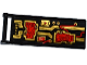 Part No: 30292pb028  Name: Flag 7 x 3 with Bar Handle with Red Wires and Gold Circuitry Pattern (Sticker) - Set 70738