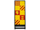 Part No: 30292pb061  Name: Flag 7 x 3 with Bar Handle with HP Gryffindor House Banner, Red and Yellow Squares, Lion, Stripes, Shields and Crowns Pattern on Both Sides (Stickers) - Set 76416