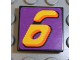 Part No: 3068pb0106  Name: Tile 2 x 2 with Number  6 Yellow on Purple Background Pattern (Sticker) - Set 8257