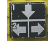 Part No: 3068pb0129  Name: Tile 2 x 2 with White Arrows Down, Left, Right and 1, 2 on Black Background Pattern (Sticker) - Set 8094