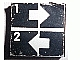 Part No: 3068pb0620  Name: Tile 2 x 2 with White Number 1, Number 2, Crossed Lines, and Arrows Right, Left Pattern (Sticker) - Set 8094