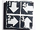Part No: 3068pb0621  Name: Tile 2 x 2 with White Number 1, Number 2, Number 3, Number 4, Crossed Lines, and Arrows Down, Left, Right, Up Pattern (Sticker) - Set 8094
