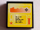 Part No: 3068pb1014  Name: Tile 2 x 2 with Target Screen, Levers and Text Lines on Yellow Background Pattern (Sticker) - Set 8636