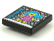 Part No: 3068pb1555  Name: Tile 2 x 2 with BeatBit Album Cover - Girl with Dark Azure Hair, Magenta Dress and White Stars Pattern