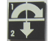 Part No: 3068pb1813  Name: Tile 2 x 2 with White Arrows Curved Clockwise and Down, Numbers 1 and 2 Pattern (Sticker) - Set 8094