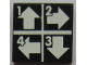 Part No: 3068pb1903  Name: Tile 2 x 2 with White Arrows Up, Right, Left, and Down, Numbers 1, 2, 3, and 4 Pattern (Sticker) - Set 8094