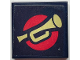 Part No: 3068pb2640  Name: Tile 2 x 2 with Gold Bugle on Red Circle Pattern (Sticker) - Set 76178