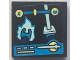 Part No: 3068pb2681  Name: Tile 2 x 2 with Video Game Screen with Health Bar, Dark Blue and Dark Azure Minifigure Arms and Hands with Light Aqua Katana and Ice Pattern (Sticker) - Set 60388