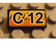 Part No: 3069pb0061  Name: Tile 1 x 2 with 'C 12' Pattern (Sticker) - Set 8253