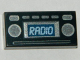 Part No: 3069pb0348  Name: Tile 1 x 2 with Light Blue 'RADIO' and Silver Buttons Pattern