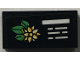 Part No: 3069pb1384  Name: Tile 1 x 2 with Plant Information Sign with White Lines, Bright Light Orange and Green Plumeria Flower Pattern (Sticker) - Set 41757