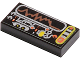 Part No: 3069px32  Name: Tile 1 x 2 with Silver, Orange, Yellow Circuitry & Display Pattern