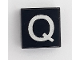 Part No: 3070pb025a  Name: Tile 1 x 1 with Silver Capital Letter Q Pattern - Smaller Font and Rectangular Line