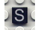 Part No: 3070pb027  Name: Tile 1 x 1 with Silver Capital Letter S Pattern