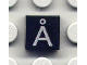 Part No: 3070pb035  Name: Tile 1 x 1 with Silver Capital Letter A with Ring (Å) Pattern