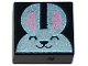 Part No: 3070pb273  Name: Tile 1 x 1 with Metallic Light Blue Bunny Rabbit Head with Metallic Pink Ears Pattern
