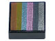 Part No: 3070pb278  Name: Tile 1 x 1 with Copper, Gold, Metallic Light Blue, Metallic Pink, Dark Silver, and Silver Rainbow Stripes Pattern