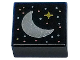 Part No: 3070pb281  Name: Tile 1 x 1 with Silver Crescent Moon, Gold Sparkle, and Metallic Light Blue and Metallic Pink Dots Pattern