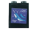 Part No: 3245cpb254  Name: Brick 1 x 2 x 2 with Inside Stud Holder with Dark Azure and White Narwhal, Ripples and Bubbles on Dark Purple Background Pattern (Sticker) - Set 41408