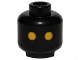 Part No: 3626cpb1159  Name: Minifigure, Head Alien with SW Jawa, Yellow Eyes with Orange Rim Pattern - Hollow Stud