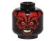 Part No: 3626cpb1443  Name: Minifigure, Head Alien with SW Darth Maul, Red Face, Evil Smile Pattern - Hollow Stud
