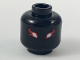 Part No: 3626cpb2050  Name: Minifigure, Head Alien with White Eyes with Red Flames Pattern - Hollow Stud