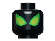 Part No: 3626cpb2766  Name: Minifigure, Head Alien with Spider-Man Large Lime Eyes with Bright Green Borders, Dark Blue Lines Pattern - Hollow Stud