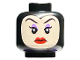 Part No: 3626cpb3293  Name: Minifigure, Head Female Light Nougat Face with Eyebrows, Medium Lavender Eye Shadow, Red Lips, Frown Pattern - Hollow Stud
