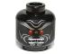 Part No: 3626pb0591  Name: Minifigure, Head Alien with Silver Thick Bushy Eyebrows, Cheek Lines and Chin Swirls, Red Eyes, Furrowed Brow, Angry Open Mouth with Sharp Teeth Parted Pattern