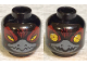 Part No: 3626pb0874  Name: Minifigure, Head Dual Sided Alien Chima Raven with Beak, Yellow Eyes and Dark Red Pupils, Narrowed / Wide Open Bloodshot Pattern