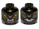 Part No: 3626pb0903  Name: Minifigure, Head Dual Sided Alien Chima Wolf with Bright Light Orange Eyes and White Fangs, Wide Eyes / Narrow Eyes Pattern (Wilhurt)