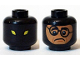 Part No: 3626pb1369  Name: Minifigure, Head Dual Sided Alien with Yellow Eyes / Balaclava with Face Hole, Nougat Frowning Face with Crooked Glasses Pattern