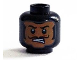 Part No: 3626pb1372  Name: Minifigure, Head Balaclava, Nougat Face with Bared Teeth, Black Thin Moustache Pattern