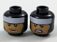 Part No: 3626pb2014  Name: Minifigure, Head Dual Sided Balaclava, White Headband, Medium Nougat Face, Black Stubble, Neutral / Gritted Teeth Pattern