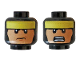 Part No: 3626pb2257  Name: Minifigure, Head Dual Sided Balaclava with Yellow Headband, Nougat Face, Frown / Bared Teeth Pattern