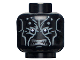 Part No: 3626pb2885  Name: Minifigure, Head Alien Dark Bluish Gray Lines, White Eyes, Silver Sharp Teeth (Nightmare Batman) Pattern