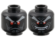 Part No: 3626pb4078  Name: Minifigure, Head Dual Sided Alien, Light Bluish Gray Eyebrows, Red Eyes, Dark Bluish Gray Contours, Frown / Wide Smile with Teeth Pattern