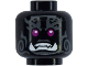 Part No: 3626pb4093  Name: Minifigure, Head Alien Oni with Magenta Eyes, Dark Bluish Gray Markings, Frown with White Teeth and Lower Fangs Pattern (BAM)