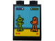 Part No: 3678bpb133  Name: Slope 65 2 x 2 x 2 with Bottom Tube with Arcade Video Game Screen with Lime Alien 'vs' Orange Robot on Medium Azure and Yellow Background Pattern (Sticker) - Set 42674