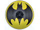 Part No: 3961pb15  Name: Dish 8 x 8 Inverted (Radar) - Solid Studs with Batman Bat Logo on Yellow Background Pattern