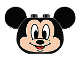 Part No: 39921pb02  Name: Duplo, Brick 2 x 4 x 2 Rounded Ends and Mouse Ears, Light Nougat Mickey Mouse Face Pattern