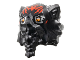 Part No: 4055pb02  Name: Minifigure, Head, Modified Tiger with Braided Beard with Red Markings and Orange Eyes with Silver Outlines Pattern